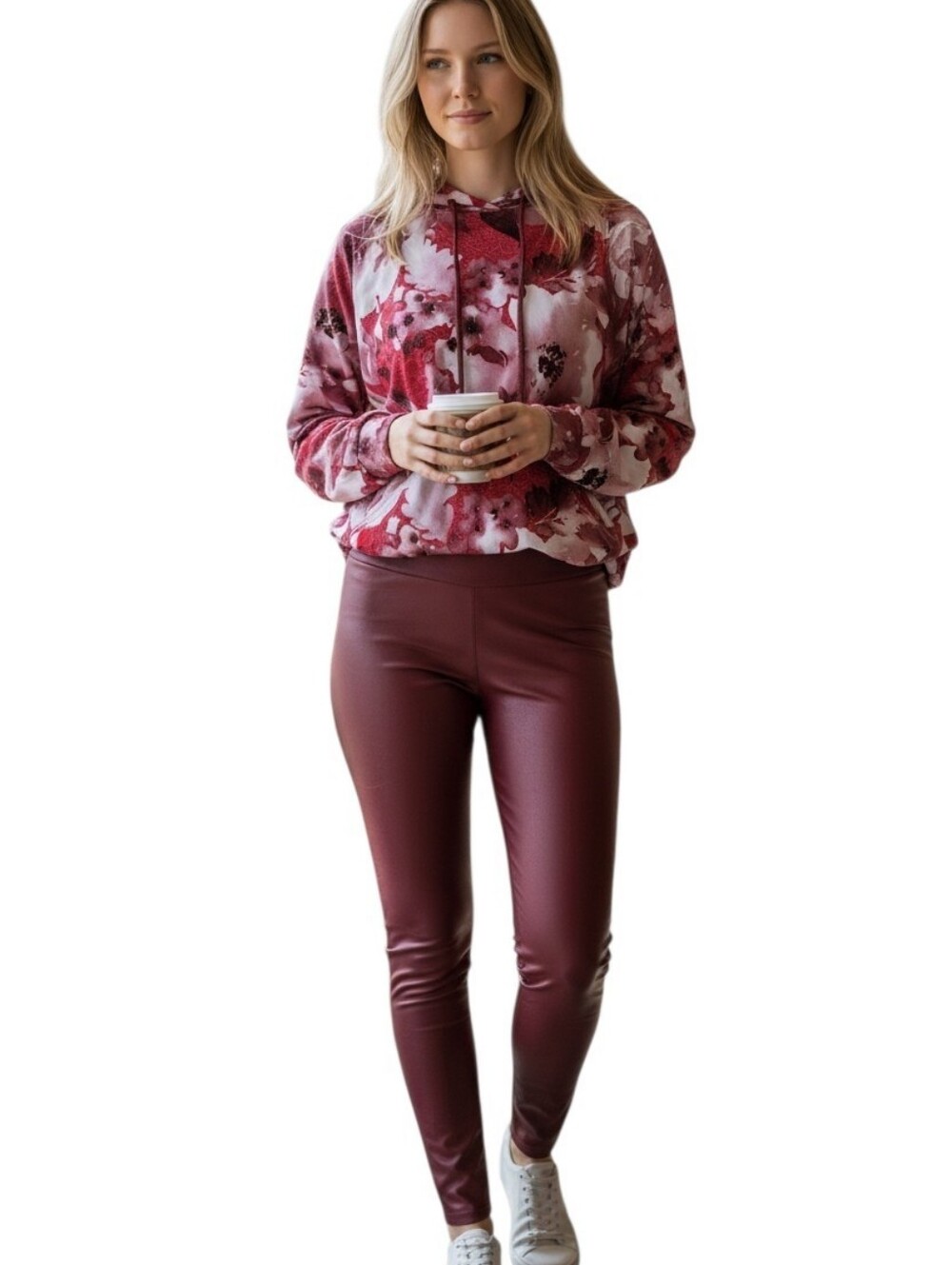 #L1 LuLaRoe Pink Floral Hooded Sweatshirt, LuLaRoe Luxe Leggings